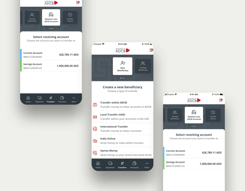 Muhammad Rahil | Portfolio | ADCB Consumer App Home Screens