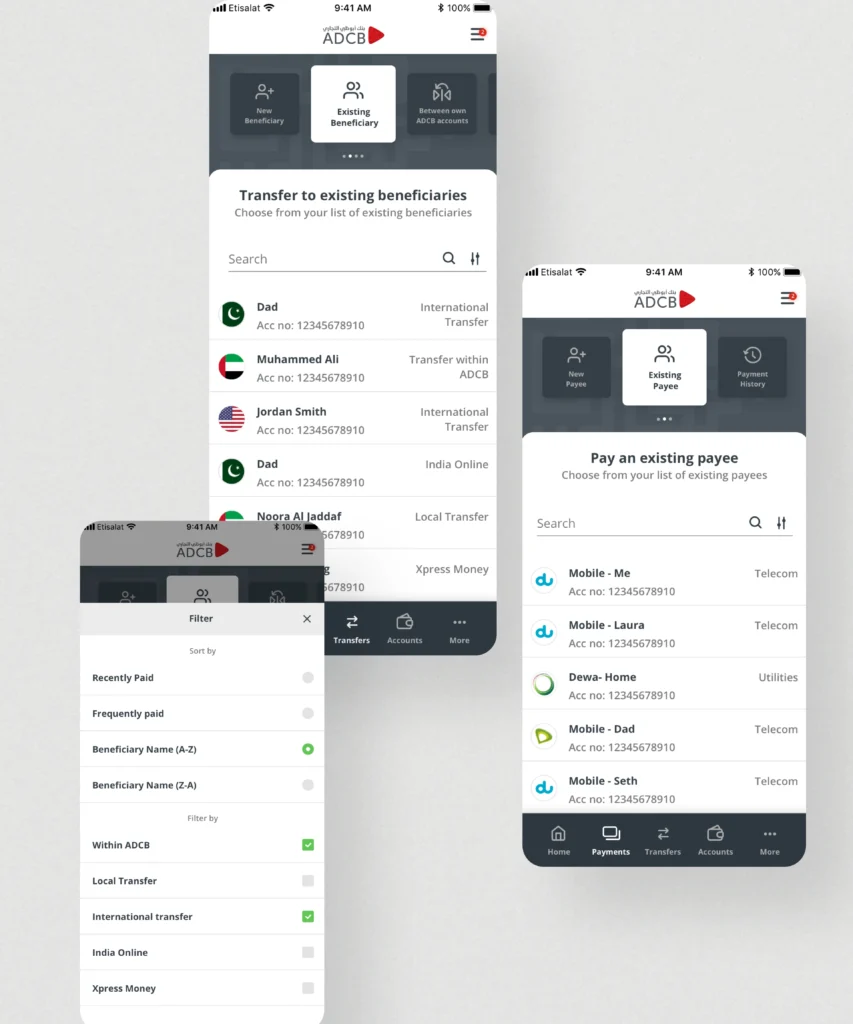 Muhammad Rahil | Portfolio | ADCB Consumer App Internal Screens2
