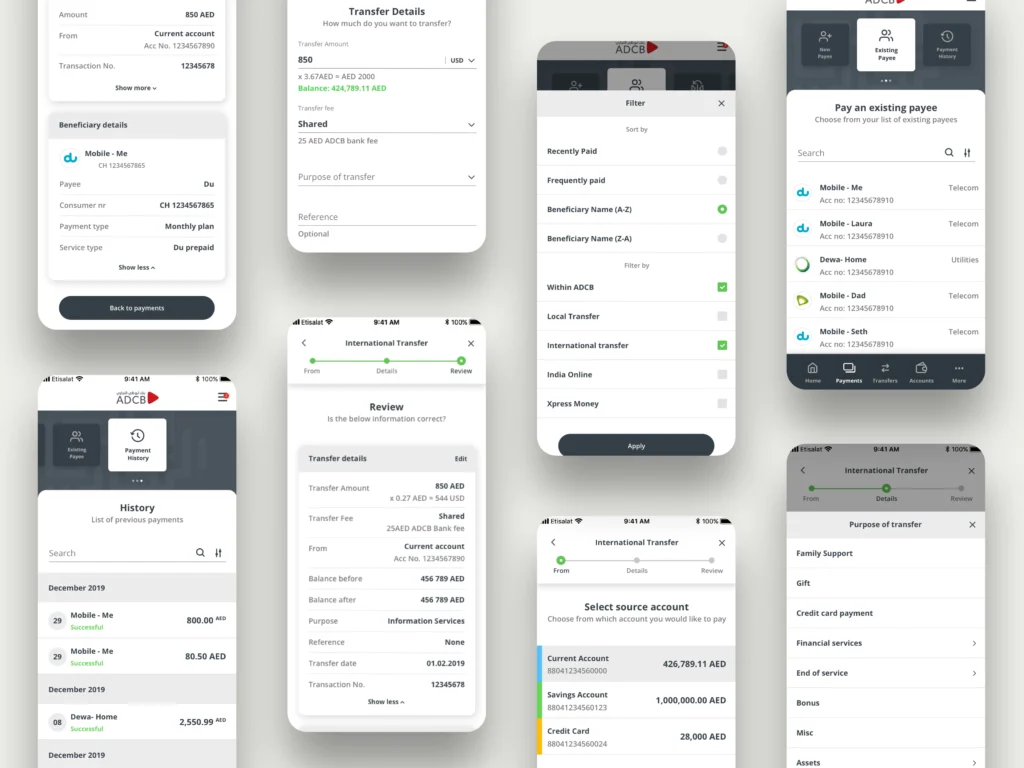 Muhammad Rahil | Portfolio | ADCB Consumer App Internal Screens3